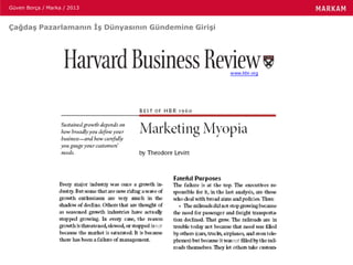 Güven Borça / Marka / 2013
Çağdaş Pazarlamanın İş Dünyasının Gündemine Girişi
 