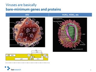 Viruses are basicallybare-minimum genes and proteins