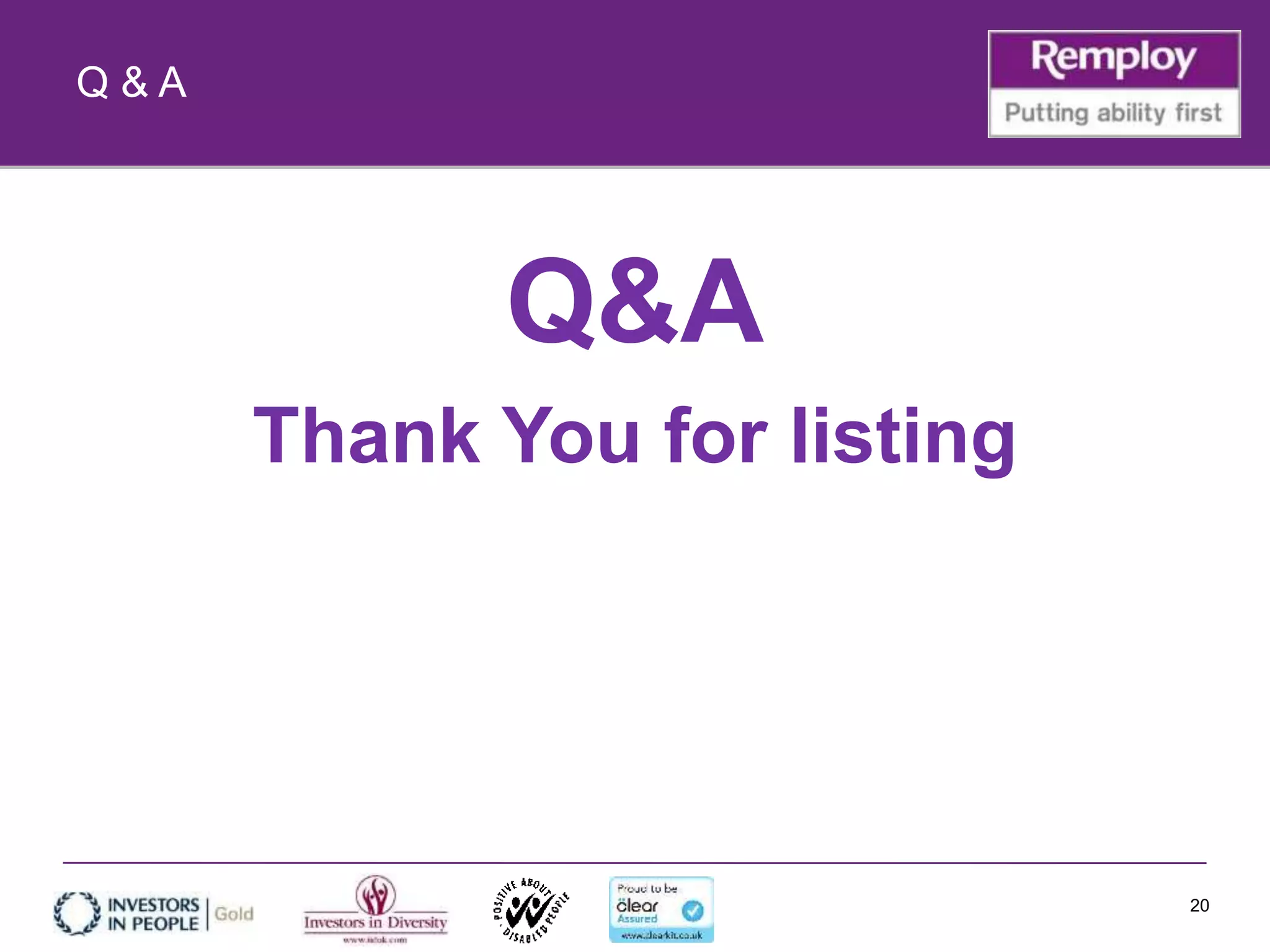 Q & A
Q&A
Thank You for listing
20
 