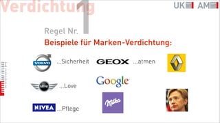 Verdichtung
             1
     Regel Nr.
     Beispiele für Marken-Verdichtung:

        ...Sicherheit      ...atmen


         ...Love


        ...Pflege
 