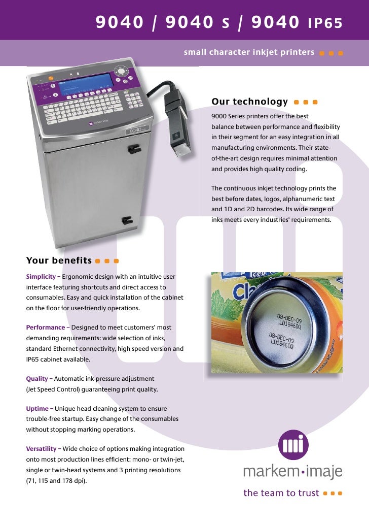 Markem Imaje 9040 inkjet printer