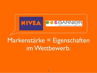 22
Markenstärke = Eigenschaften
im Wettbewerb.
 