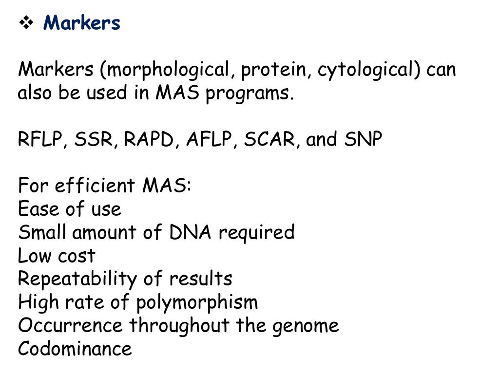 Marker assisted selection