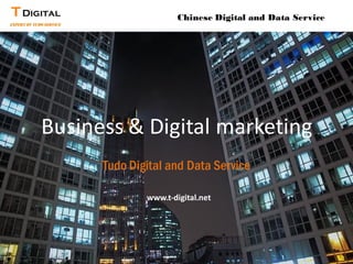 Chinese Digital and Data Service 
Business & Digital marketing 
Tudo Digital and Data Service 
www.t-digital.net  