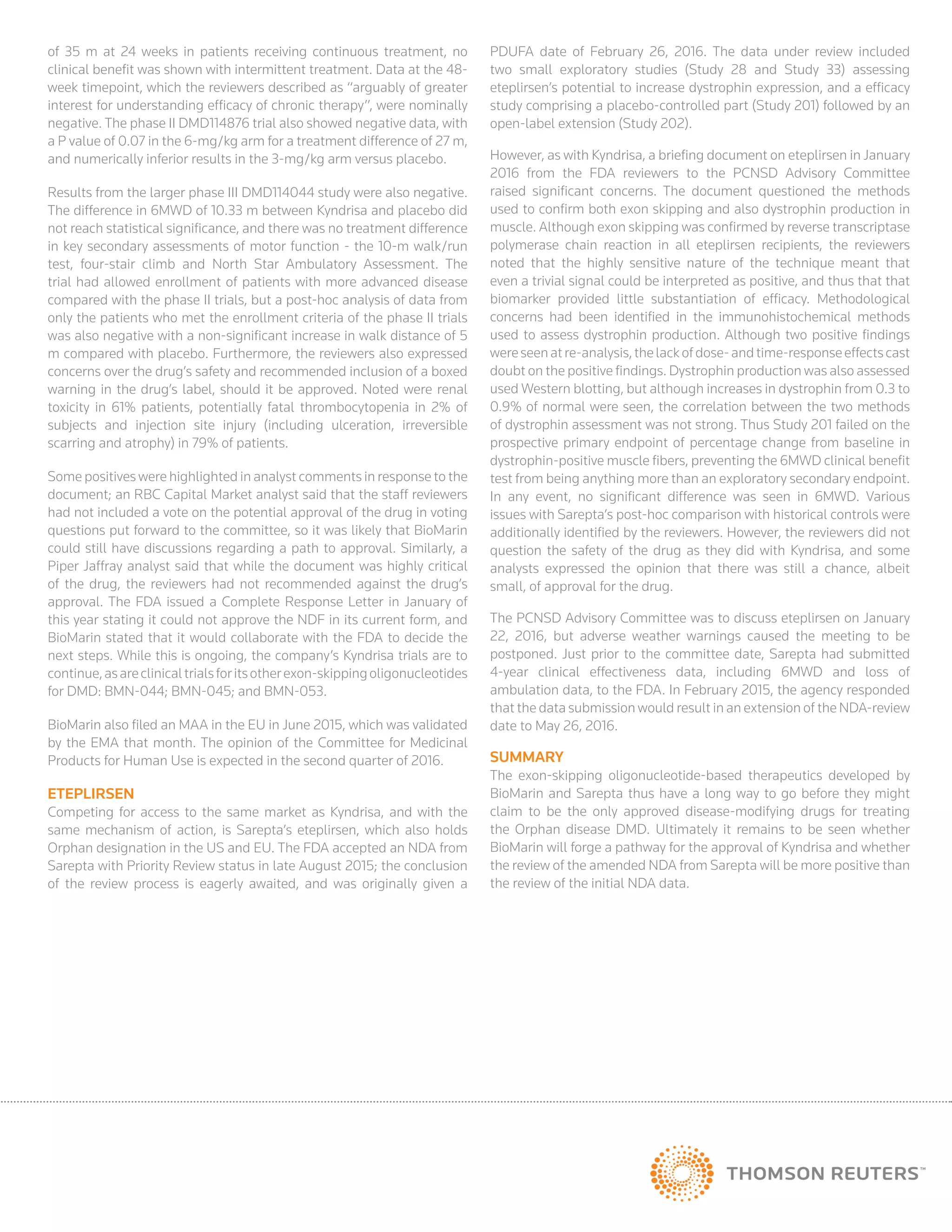 Duchenne Muscular Dystrophy Drugs Face Tough Path to Approval | PDF