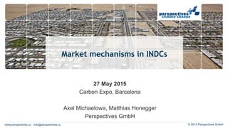www.perspectives.cc · info@perspectives.cc © 2015 Perspectives GmbH
Market mechanisms in INDCs
27 May 2015
Carbon Expo, Barcelona
Axel Michaelowa, Matthias Honegger
Perspectives GmbH
 