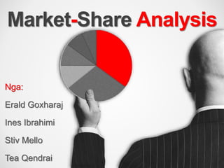 Market-Share Analysis
Nga:
Erald Goxharaj
Ines Ibrahimi
Stiv Mello
Tea Qendrai
 