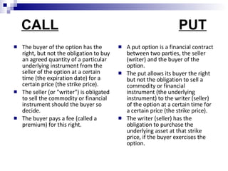 Underlying Instrument Market Strategies Using Options | PPT