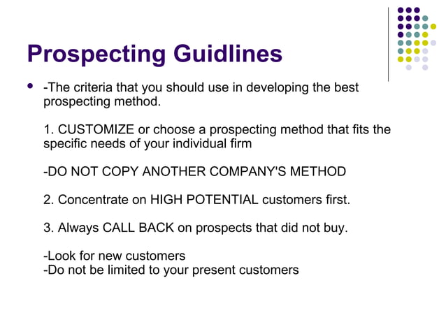 The Sales Process: Prospecting | PPT