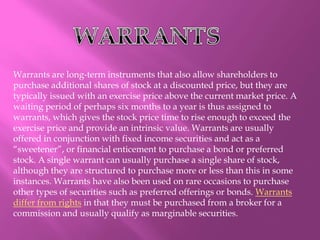 Warrants Financial Instruments Marketable securities | PPTX