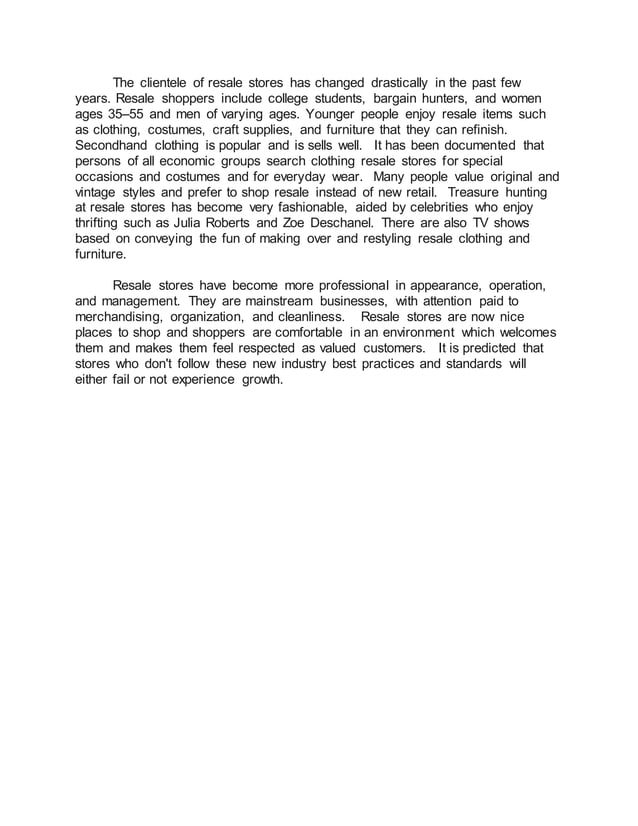 Market analysis industry trends for "New to You Consignments"