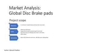 Market Analysis:
Global Disc Brake pads
Author: Abinash Pradhan
 