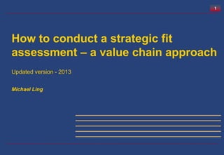 1




How to conduct a strategic fit
assessment – a value chain approach
Updated version - 2013

Michael Ling
 