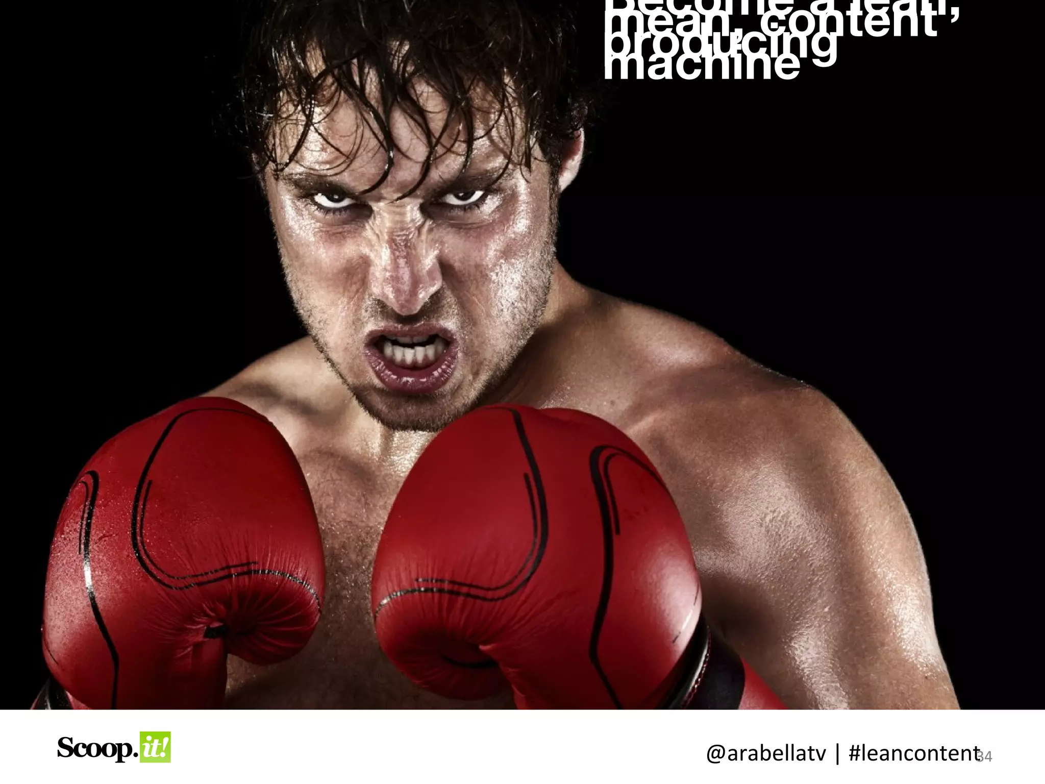 Become a lean,
mean, content
producing
machine




    @arabellatv | #leancontent4
                             3
                             34
 