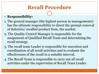 Recall Prompt Example Market complaints & product recall | PPTX