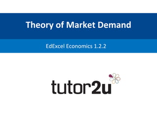 Theory	
  of	
  Market	
  Demand	
  
EdExcel	
  Economics	
  1.2.2	
  
 