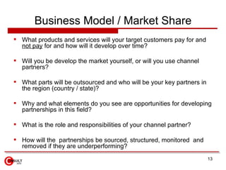 Business Model / Market Share
 What products and services will your target customers pay for and
  not pay for and how wi...