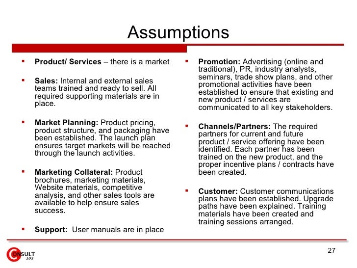 critical risks and assumptions business plan example