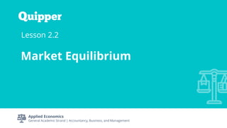 Applied Economics
General Academic Strand | Accountancy, Business, and Management
Lesson 2.2
Market Equilibrium
 