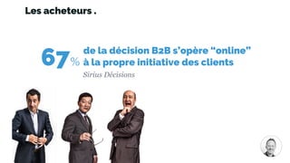 de la décision B2B s’opère “online”
à la propre initiative des clients
Sirius Décisions
67%
Les acheteurs .
 