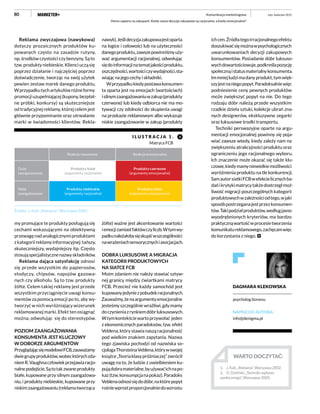 80
Reklama zwyczajowa (nawykowa)
dotyczy prozaicznych produktów ku-
powanych często na zasadzie rutyny,
np. środków czystości czy benzyny. Są to
tzw.produktyniebieskie.Klienciucząsię
poprzez działanie i najczęściej poprzez
doświadczenie, tworząc na swój użytek
pewien zestaw marek danego produktu.
Wprzypadkutychartykułówróżneformy
promocjiuzupełniającej(kupony,bezpłat-
ne próbki, konkursy) są skuteczniejsze
od tradycyjnej reklamy, której celem jest
głównie przypominanie oraz utrwalanie
marki w świadomości klientów. Rekla-
my promujące te produkty posługują się
cechami wskazującymi na obiektywną
przewagęnadanalogicznymiproduktami
zkategoriireklamyinformacyjnej:tańszy,
skuteczniejszy, wydajniejszy itp. Często
stosująspecjalistycznenazwyskładników.
Reklama dająca satysfakcję odnosi
się przede wszystkim do papierosów,
słodyczy, chipsów, napojów gazowa-
nych czy alkoholu. Są to tzw. produkty
żółte. Celem takiej reklamy jest przede
wszystkim przyciągnięcie uwagi konsu-
mentów za pomocą emocji po to, aby wy-
tworzyć w nich wyróżniający wizerunek
reklamowanej marki. Efekt ten osiągnąć
można, odwołując się do stereotypów.
POZIOM ZAANGAŻOWANIA
KONSUMENTA JEST KLUCZOWY
W DOBORZE ARGUMENTÓW
PrzyglądającsięmodelowiFCB,zauważamy
dwiegrupyproduktów,wobecktórychzda-
niemR.Vaughnaczłowiekprzejawiaracjo-
nalnepodejście.Sątotakzwaneprodukty
białe, kupowane przy silnym zaangażowa-
niu, i produkty niebieskie, kupowane przy
niskimzaangażowaniu(reklamatworząca
nawyk).Jeślidecyzjazakupowajestoparta
na logice i celowości lub na użyteczności
danegoproduktu,zawszepowinniśmyuży-
wać argumentacji racjonalnej, odwołując
siędoinformacjinatematjakościproduktu,
oszczędności,wartościczywydajności,sta-
wiając na jego cechy i składniki.
Wprzypadkukiedypostawakonsumen-
ta oparta jest na emocjach (wartościach)
isilnymzaangażowaniuwzakup(produkty
czerwone) lub kiedy odbiorca nie ma mo-
tywacji czy zdolności do skupienia uwagi
na przekazie reklamowym albo wykazuje
niskie zaangażowanie w zakup (produkty
I L U STR A C J A 1 .
Matryca FCB
Źródło: J. Kall, „Reklama”, Warszawa 2002
Reakcja rozumowa Reakcja emocjonalna
Duże
zaangażowanie
Produkty białe
(argumenty racjonalne)
Produkty czerwone
(argumenty emocjonalne)
Małe
zaangażowanie
Produkty niebieskie
(argumenty racjonalne)
Produkty żółte
(argumenty emocjonalne)
żółte) ważne jest akcentowanie wartości
iemocjizamiastfaktówczyliczb.Wtymwy-
padkunależałobysięskupićwszczególności
nawrażeniachsensorycznychiasocjacjach.
DOBRA LUKSUSOWE A MIGRACJA
KATEGORII PRODUKTOWYCH
NA SIATCE FCB
Moim zdaniem nie należy stawiać sztyw-
nej granicy między ćwiartkami matrycy
FCB. Przecież nie każdy samochód jest
kupowanyjedyniezpobudekracjonalnych.
Zauważmy,żenaargumentyemocjonalne
jesteśmyszczególniewrażliwi,gdymamy
doczynieniazrynkiemdóbrluksusowych.
Wtymkontekściewartoprzywołać jeden
z ekonomicznych paradoksów, tzw. efekt
Veblena, który stawia naszą racjonalność
pod wielkim znakiem zapytania. Nazwa
tego zjawiska pochodzi od nazwiska so-
cjologaThorsteinaVeblena,którywswojej
książce„Teoriaklasypróżniaczej”zwrócił
uwagę na to, że ludzie z uwielbieniem ku-
pujądobramaterialne,byużywaćichnapo-
kaz(tzw.konsumpcjanapokaz).Paradoks
Veblenaodnosisiędodóbr,naktórepopyt
rośniewprostproporcjonalniedowzrostu
ichcen.Źródłategoirracjonalnegoefektu
doszukiwaćsięmożnawpsychologicznych
uwarunkowaniach decyzji zakupowych
konsumentów. Posiadanie dóbr luksuso-
wychdowartościowuje,podkreślapozycję
społecznąistatusmaterialnykonsumenta.
Immniejludzimadanyprodukt,tymwięk-
szyjestnaniegopopyt.Paradoksalniewięc
podniesienie ceny pewnych produktów
może zwiększyć popyt na nie. Do tego
rodzaju dóbr należą przede wszystkim
rzadkie dzieła sztuki, kolekcje ubrań zna-
nych designerów, ekskluzywne zegarki
oraz luksusowe środki transportu.
Techniki perswazyjne oparte na argu-
mentacji emocjonalnej powinny się poja-
wiać zawsze wtedy, kiedy zależy nam na
zwiększeniu atrakcyjności produktu oraz
ograniczeniu jego racjonalnego wyboru.
Ich znaczenie może okazać się także klu-
czowe,kiedymamyniewielkiemożliwości
wyróżnienia produktu na tle konkurencji.
SamautorsiatkiFCBwefekcielicznychba-
dańikrytykimatrycytakżedostrzegłmoż-
liwość migracji poszczególnych kategorii
produktowychwzależnościodtego,wjaki
sposóbpostrzeganajestprzezkonsumen-
tów.Takipodziałproduktów,wedługjasno
wyodrębnionych kryteriów, ma bardzo
praktycznąwartośćwprocesietworzenia
komunikatureklamowego,zachęcamwięc
do korzystania z niego.
DAGMARA KLEKOWSKA
psycholog biznesu
NAPISZ DO AUTORA:
info@denigma.pl
luty–kwiecień 2015Komunikacja marketingowa
Homo sapiens na zakupach. Kiedy nasze decyzje zakupowe są racjonalne, a kiedy emocjonalne?
WARTO DOCZYTAĆ:
1.	 J. Kall, „Reklama”, Warszawa 2002.
2.	 D. Doliński, „Techniki wpływu
społecznego”, Warszawa 2005.
 