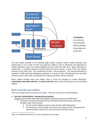 Market Facilitator Activities