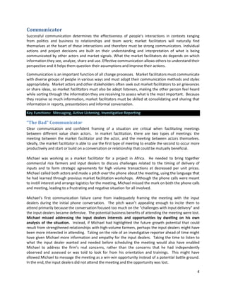 Market Facilitator Activities