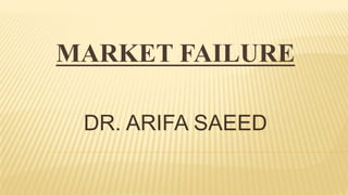 MARKET FAILURE
DR. ARIFA SAEED
 