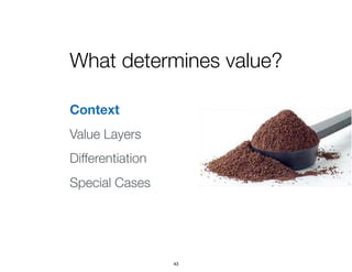 What determines value?
Context
Value Layers
Differentiation
Special Cases
43
 