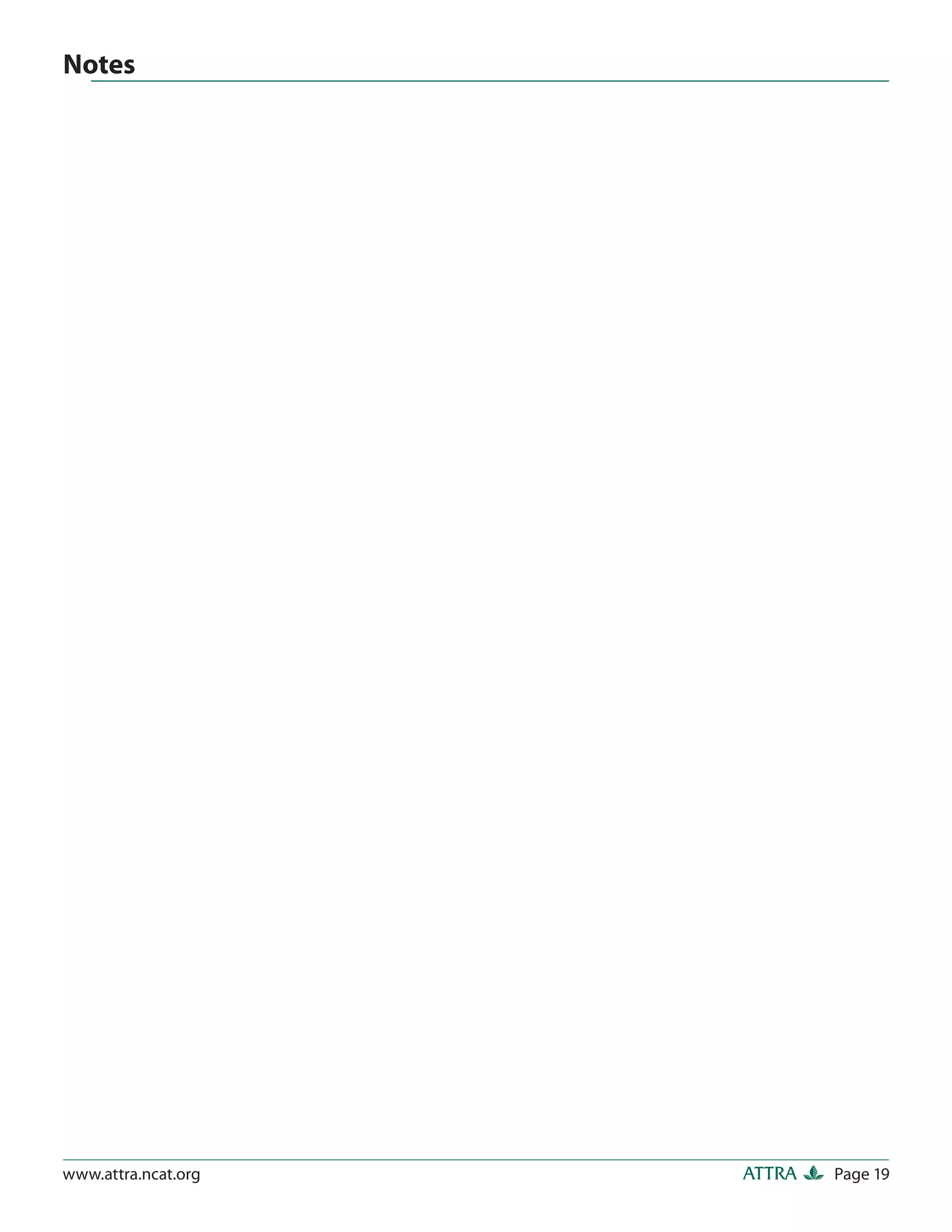 Notes




www.attra.ncat.org   ATTRA   Page 19
 