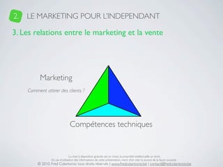 2.   LE MARKETING POUR L’INDEPENDANT

3. Les relations entre le marketing et la vente




           Marketing
     Commen...