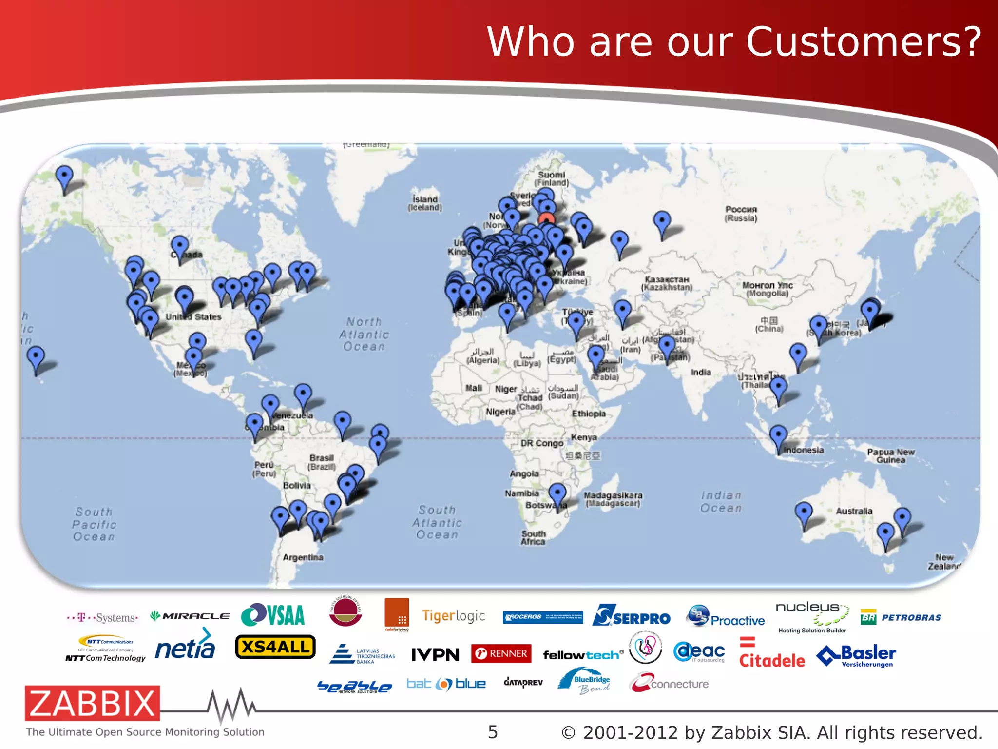 Who are our Customers?




5   © 2001-2012 by Zabbix SIA. All rights reserved.
 