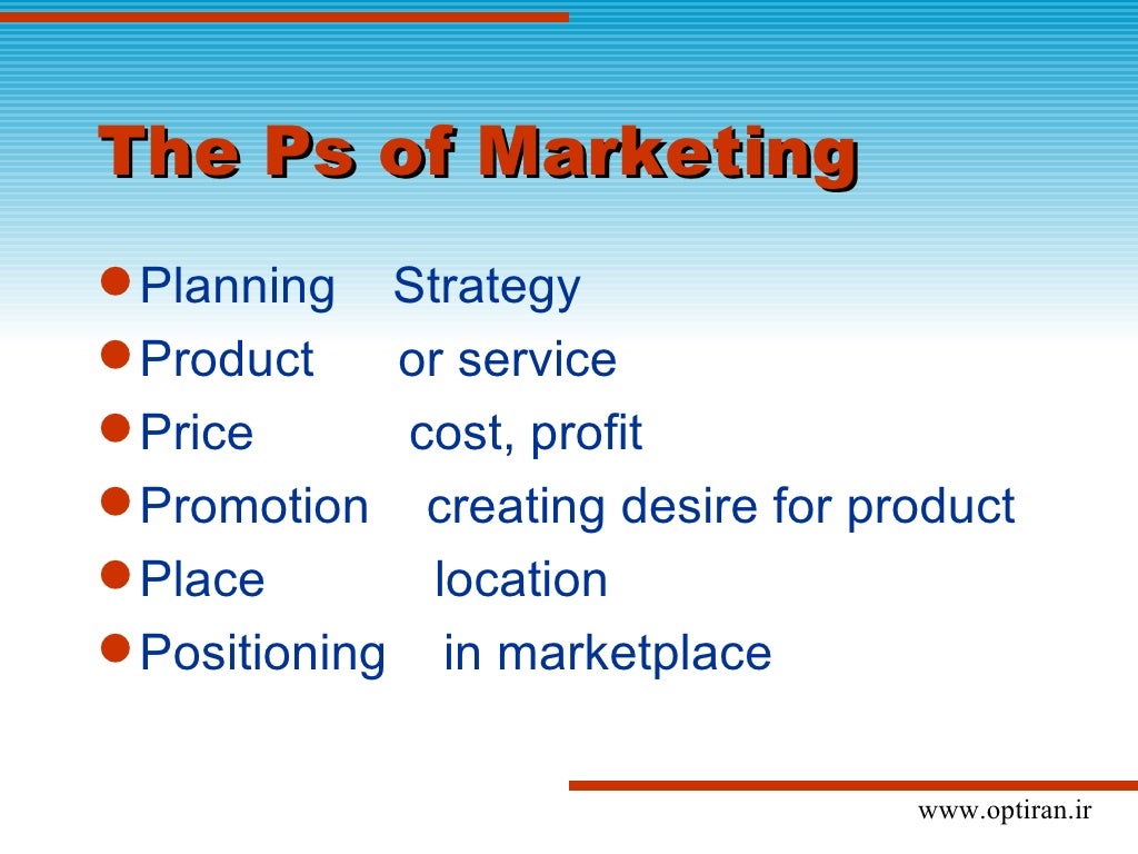 Marketing in optical businesses