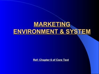MARKETING ENVIRONMENT & SYSTEM Ref: Chapter 6 of Core Text 