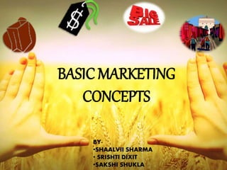 BASIC MARKETING 
CONCEPTS 
BY- 
•SHAALVII SHARMA 
• SRISHTI DIXIT 
•SAKSHI SHUKLA 
 