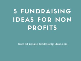 5 FUNDRAISING
IDEAS FOR NON
PROFITS
from all-unique-fundraising-ideas.com
 