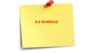 COMPETITOR ANALYSIS
6.2 SCHEDULE
 