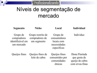 Níveis de segmentação de mercado 
