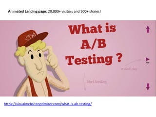 https://visualwebsiteoptimizer.com/what-is-ab-testing/
Animated Landing page: 20,000+ visitors and 500+ shares!
 