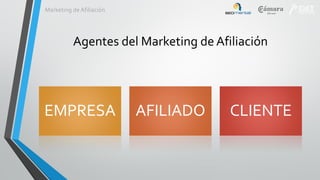 Marketing de Afiliación

Agentes del Marketing de Afiliación

EMPRESA

AFILIADO

CLIENTE

 