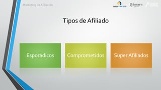 Marketing de Afiliación

Tipos de Afiliado

Esporádicos

Comprometidos

Super Afiliados

 