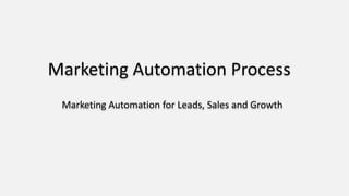 Marketing Automation Process
Marketing Automation for Leads, Sales and Growth
 