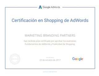 Marketing Branding Certificacion Google Shopping Google Ads