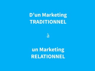 D’un Marketing
TRADITIONNEL
à
un Marketing
RELATIONNEL
 
