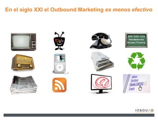 En el siglo XXI el Outbound Marketing es menos efectivo



                                              902-555-123
                                               Vendedores
                                             Pelma/Plasta
 