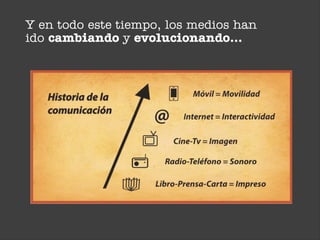 Y en todo este tiempo, los medios han
ido cambiando y evolucionando...
 