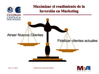 Maximizar el rendimiento de la Inversión en Marketing Atraer Nuevos Clientes Fidelizar clientes actuales 