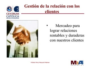 Gestión de la relación con los clientes Mercadeo para lograr relaciones rentables y duraderas con nuestros clientes 