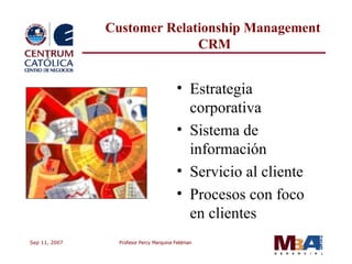 Estrategia corporativa Sistema de información  Servicio al cliente Procesos con foco en clientes Customer Relationship Management  CRM 