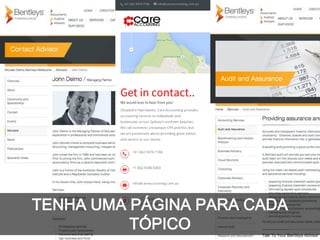 TENHA UMA PÁGINA PARA CADA
TÓPICO
 